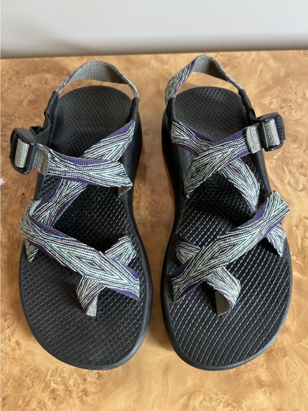 Chaco Z/1 Classic Sport Sandals Purple Gray Jacquard Webbing Vibram Women's 8